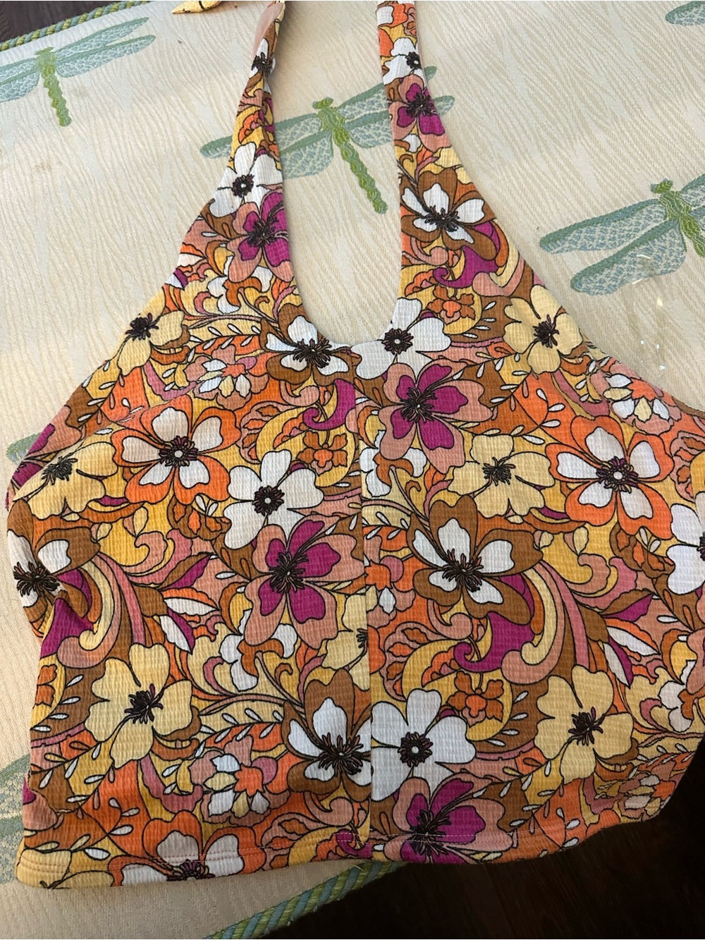 SO Floral Halter Camisole in Orange, Yellow, White and Pink
